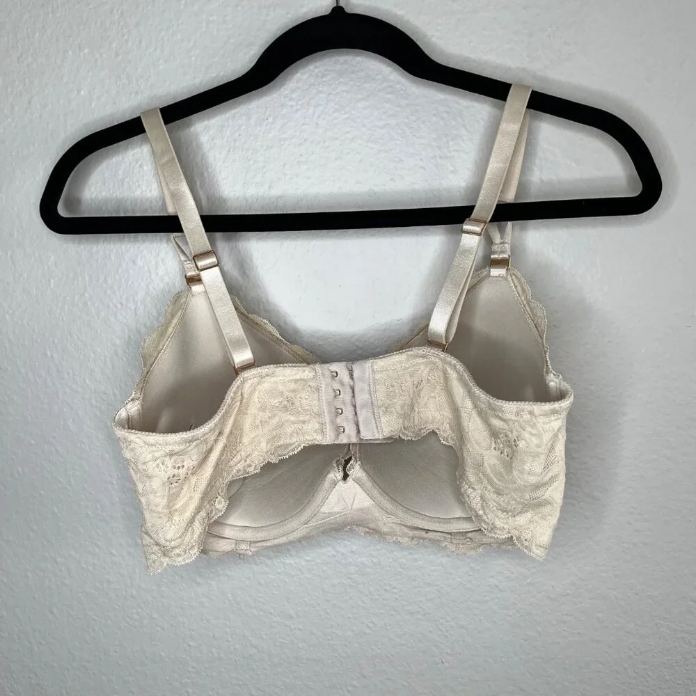 Aerie Cream Lace Plunge Push Up Bra Size 36D